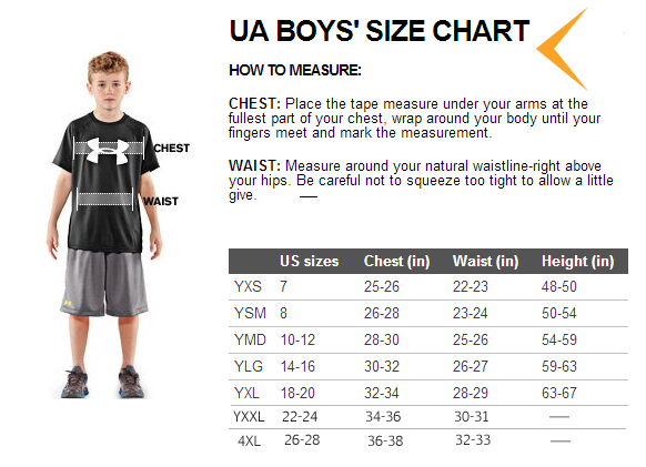 Under Armour Boys Size Chart